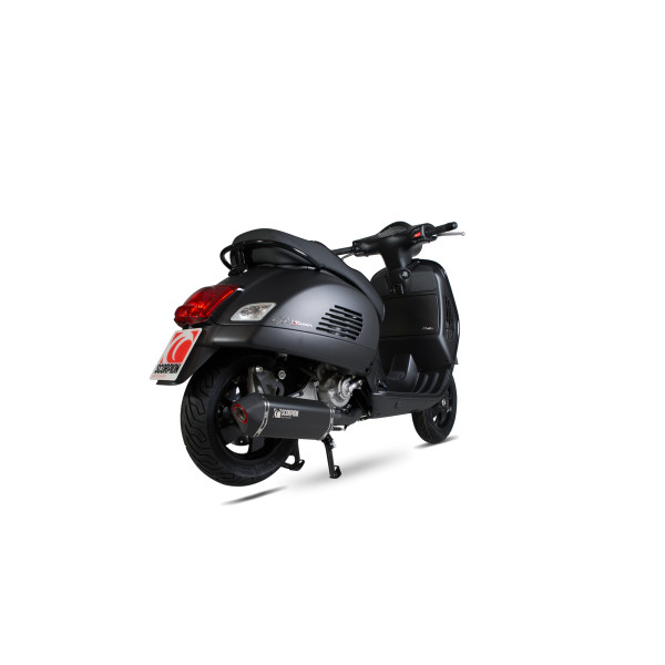 Scorpion Exhaust Vespa GTS 125, 2009-17 / GTS250, 2005-13 / GTS300, 2008-18 / GTV250, 2006-13 / GTV300, 2010-18 2005 - 2017 Serket Parallel Full System Black Ceramic Coated Sleeve And Link Pipe